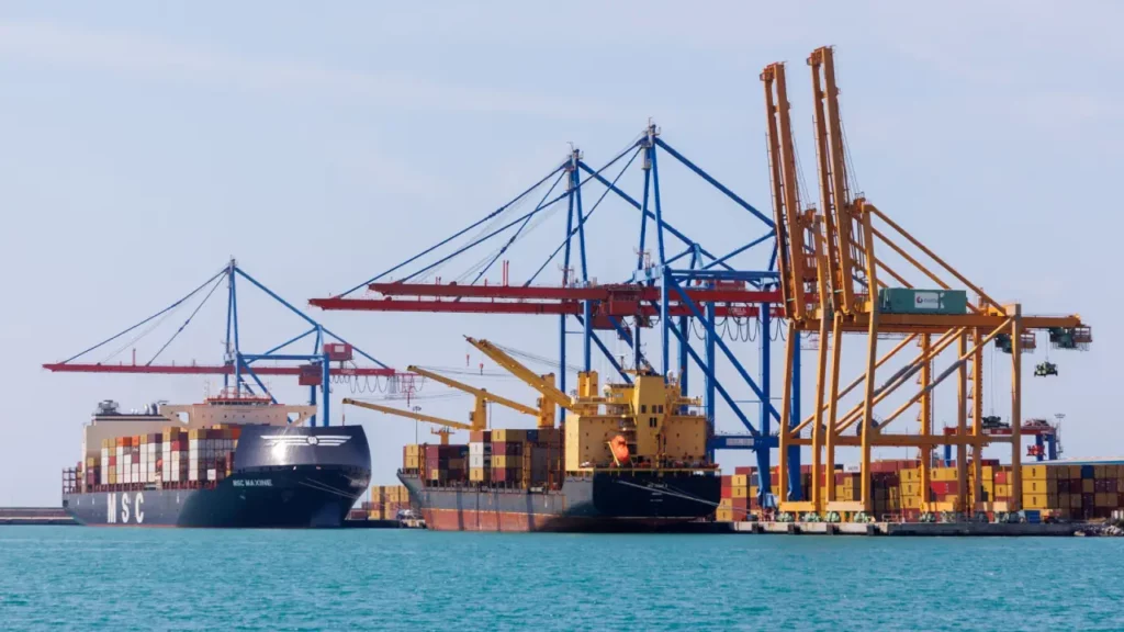 Container ship at Batumi port Georgia